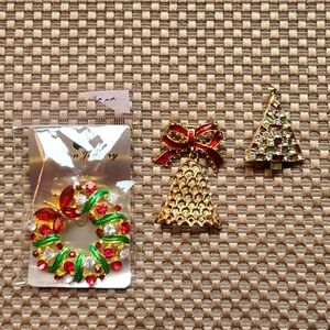 Three bright Christmas pins